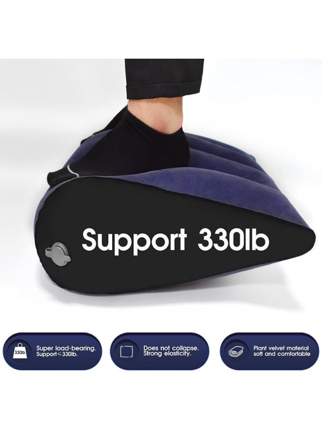 كيل › وسادة قابلة للنفخ لرفع الساقين وسادة إسفينية زرقاء محمولة للنوم والسفر والراحة المنزلية ودعم مريح للساقين الخلفيتين وتخفيف التورم - Image 4